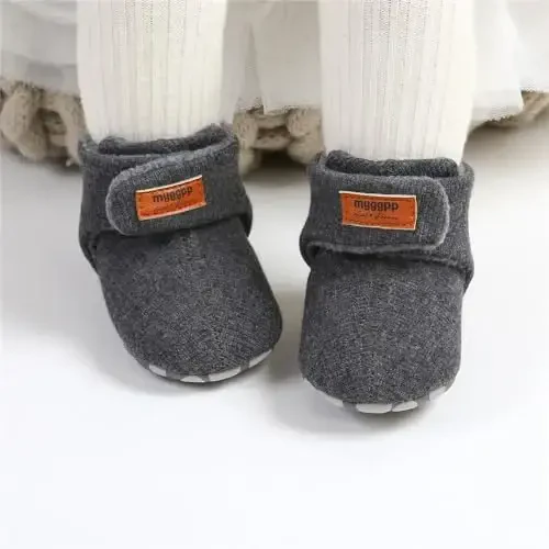 QWZban Baby Booties Infant Newborn Boys Girls Slippers Warm Crib Sock Shoes Indoor First Walkers Prewalker - 2