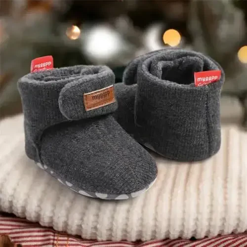 QWZban Baby Booties Infant Newborn Boys Girls Slippers Warm Crib Sock Shoes Indoor First Walkers Prewalker - 5