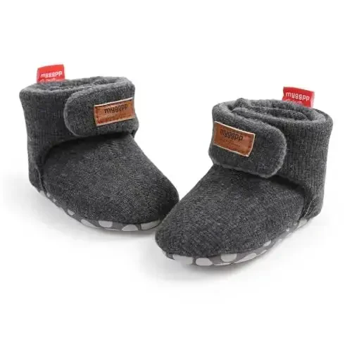 QWZban Baby Booties Infant Newborn Boys Girls Slippers Warm Crib Sock Shoes Indoor First Walkers Prewalker - 4