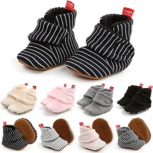 QWZban Baby Booties Infant Newborn Boys Girls Slippers Warm Crib Sock Shoes Indoor First Walkers Prewalker - 1