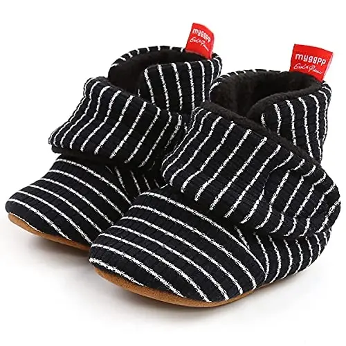 QWZban Baby Booties Infant Newborn Boys Girls Slippers Warm Crib Sock Shoes Indoor First Walkers Prewalker - 5