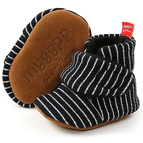QWZban Baby Booties Infant Newborn Boys Girls Slippers Warm Crib Sock Shoes Indoor First Walkers Prewalker - 6