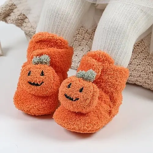 QWZban Baby Booties Infant Newborn Boys Girls Slippers Warm Crib Sock Shoes Indoor First Walkers Prewalker - QWZBAN (1)