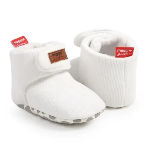 QWZban Baby Booties Infant Newborn Boys Girls Slippers Warm Crib Sock Shoes Indoor First Walkers Prewalker - 5