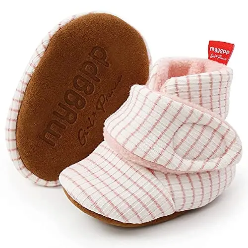 QWZban Baby Booties Infant Newborn Boys Girls Slippers Warm Crib Sock Shoes Indoor First Walkers Prewalker - 6