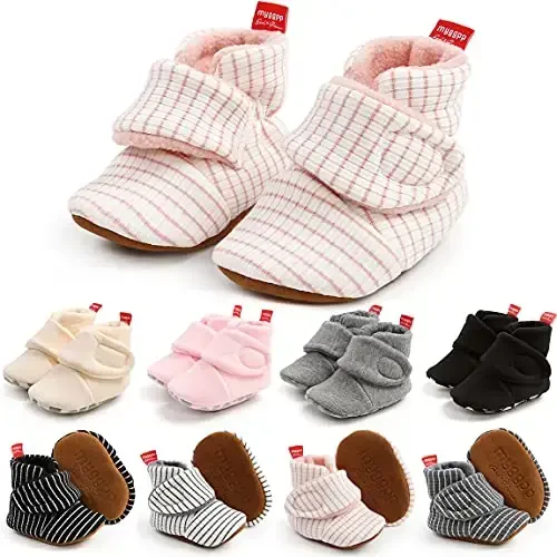 QWZban Baby Booties Infant Newborn Boys Girls Slippers Warm Crib Sock Shoes Indoor First Walkers Prewalker - 1