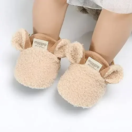 QWZban Baby Booties Infant Newborn Boys Girls Slippers Warm Crib Sock Shoes Indoor First Walkers Prewalker - QWZBAN (1)