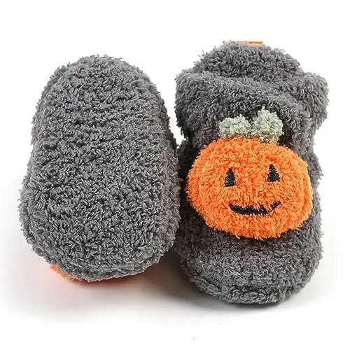 QWZban Baby Booties Infant Newborn Boys Girls Slippers Warm Crib Sock Shoes Indoor First Walkers Prewalker - 6