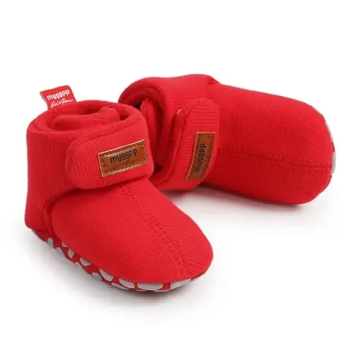 QWZban Baby Booties Infant Newborn Boys Girls Slippers Warm Crib Sock Shoes Indoor First Walkers Prewalker - 5