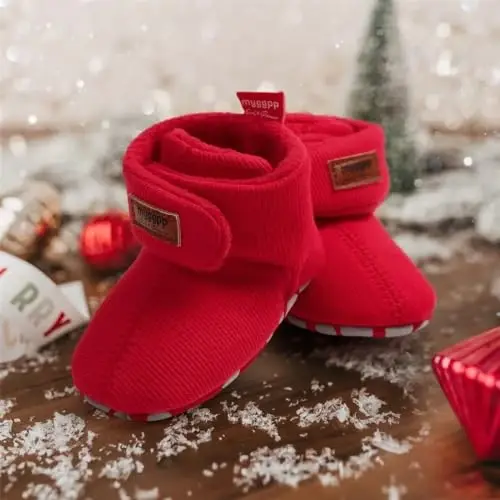 QWZban Baby Booties Infant Newborn Boys Girls Slippers Warm Crib Sock Shoes Indoor First Walkers Prewalker - 6