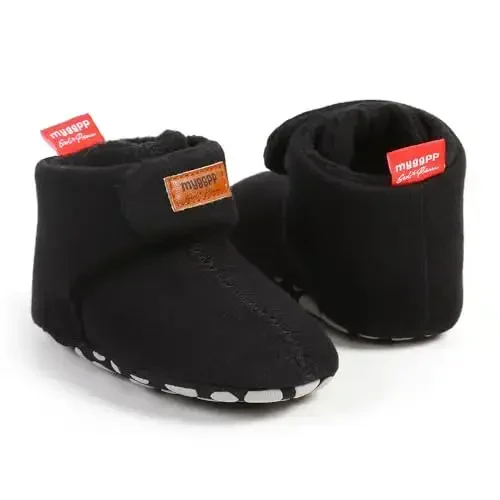 QWZban Baby Booties Infant Newborn Boys Girls Slippers Warm Crib Sock Shoes Indoor First Walkers Prewalker - 5