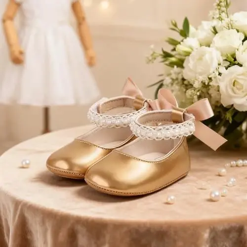 QWZban Chaqaloq Poyafzallari Mary Jane Flats Siygʻanmaydigan Yumshoq Taglikli Goʻdaklar va Kichkintoylar Uchun Krossovkalar Ilk Qadam Poyafzallari Ziyofat Rojdestvo Koʻylak Poyafzallari - 3