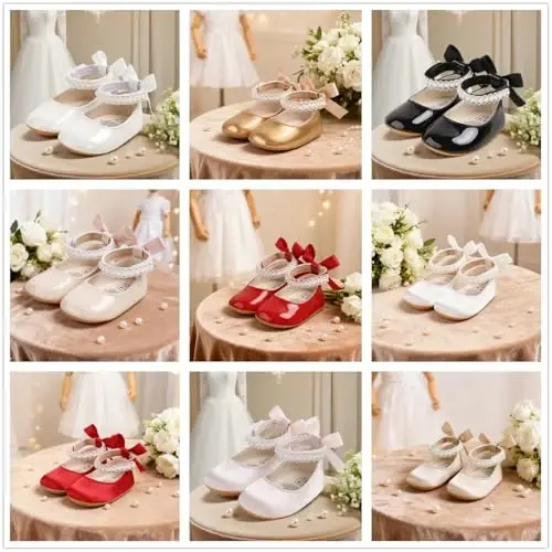 QWZban Chaqaloq Poyafzallari Mary Jane Flats Siygʻanmaydigan Yumshoq Taglikli Goʻdaklar va Kichkintoylar Uchun Krossovkalar Ilk Qadam Poyafzallari Ziyofat Rojdestvo Koʻylak Poyafzallari - 4