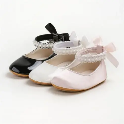 QWZban Baby Shoes Mary Jane Flats Non Slip Soft Sole Infant Toddler Sneakers First Walkers Party Christmas Dress Shoes - 5