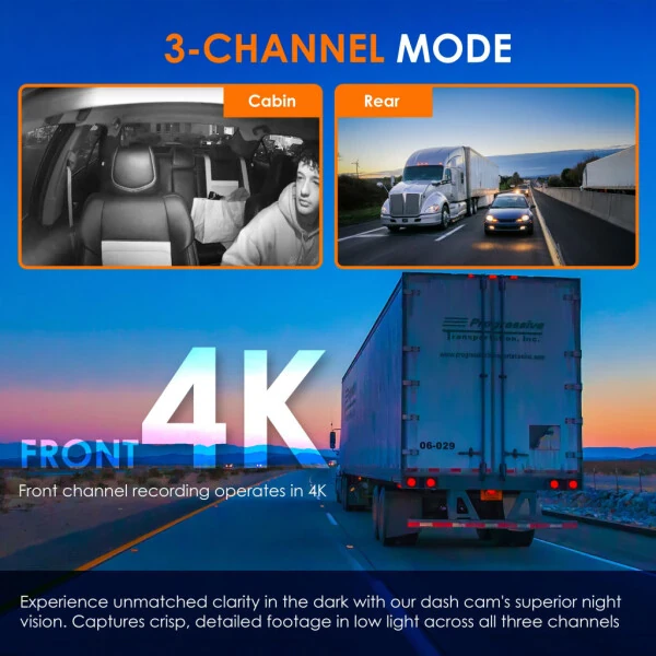 R316-3 Triple Channel Dash Cam - 2.5K Front, Dual 1080p Rear and Cabin Cameras, Wi-Fi, GPS, Parking Monitor, and G-Sensor - REXING (1)