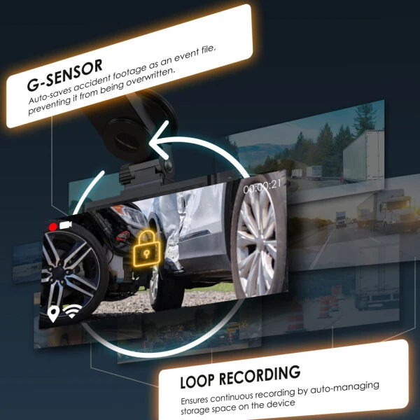 R316-3 Triple Channel Dash Cam - 2.5K Front, Dual 1080p Rear and Cabin Cameras, Wi-Fi, GPS, Parking Monitor, and G-Sensor - 4