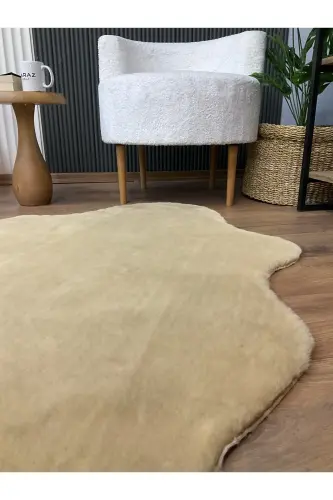 Rabbit Fur Post Plush Ultra Soft Post Puffy Cappuccino-Cappuccino - 2