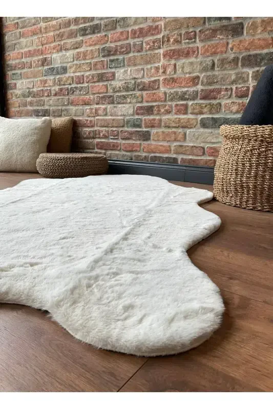 Rabbit Fur Post Plush Ultra Soft Post Puffy Cream-Cream - SARAZ HALI