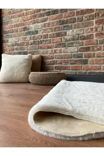 Rabbit Fur Post Plush Ultra Soft Post Puffy Cream-Cream - 4