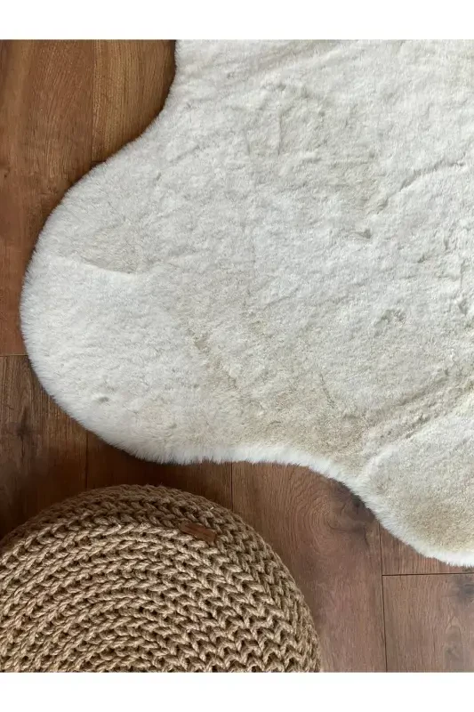 Rabbit Fur Post Plush Ultra Soft Post Puffy Cream-Cream - 5