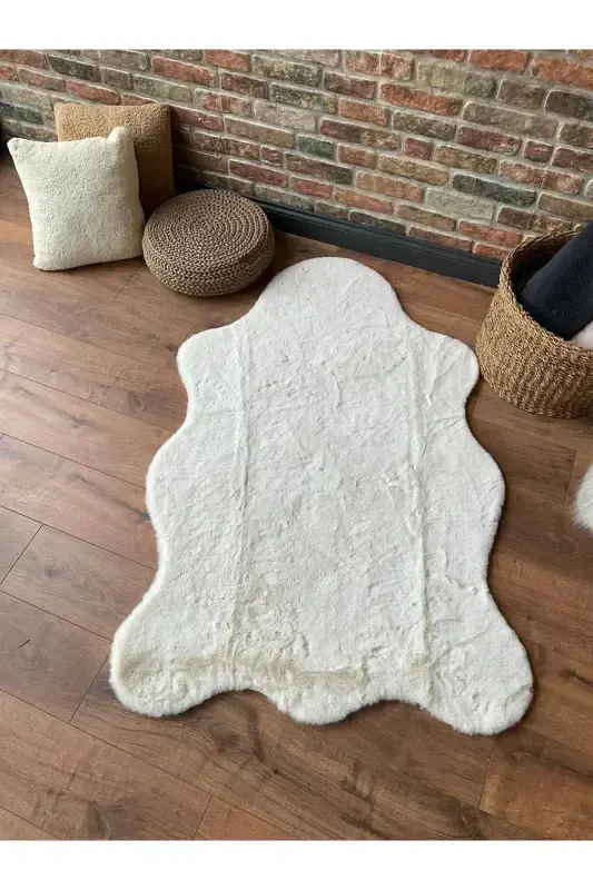 Rabbit Fur Post Plush Ultra Soft Post Puffy Cream-Cream - 7