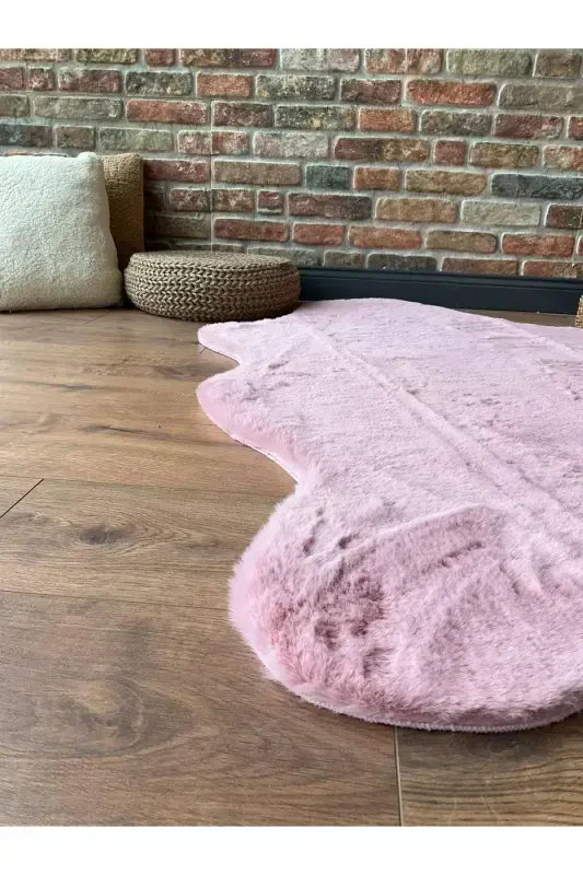 Rabbit Fur Post Plush Ultra Soft Post Puffy Pink-Pink - 2