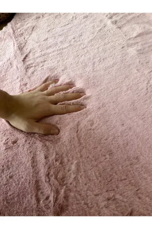 Rabbit Fur Post Plush Ultra Soft Post Puffy Pink-Pink - 3