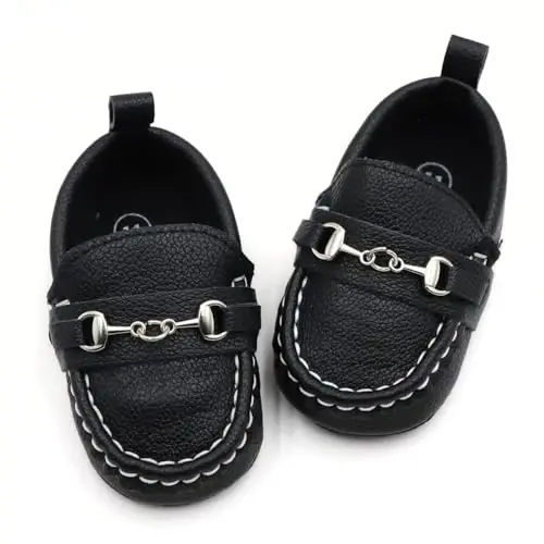 RABEISIR First Walking Shoes for Baby Boys Delightful Solid Color Slip-On Loafers, Lightweight, Non-Slip Flat - 1