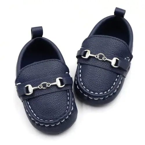 RABEISIR First Walking Shoes for Baby Boys Delightful Solid Color Slip-On Loafers, Lightweight, Non-Slip Flat - 1