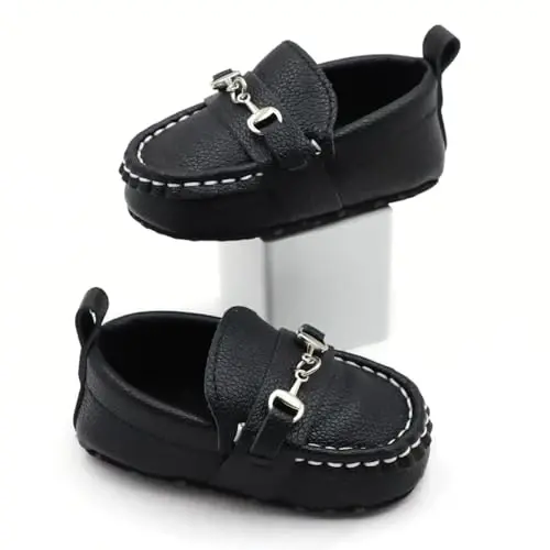 RABEISIR First Walking Shoes for Baby Boys Delightful Solid Color Slip-On Loafers, Lightweight, Non-Slip Flat - 6
