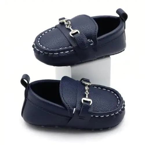 RABEISIR First Walking Shoes for Baby Boys Delightful Solid Color Slip-On Loafers, Lightweight, Non-Slip Flat - 6