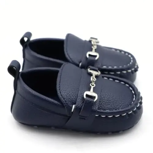 RABEISIR First Walking Shoes for Baby Boys Delightful Solid Color Slip-On Loafers, Lightweight, Non-Slip Flat - 5