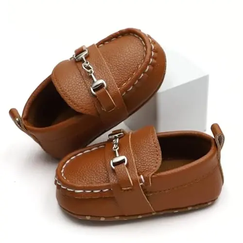 RABEISIR First Walking Shoes for Baby Boys Delightful Solid Color Slip-On Loafers, Lightweight, Non-Slip Flat - 2