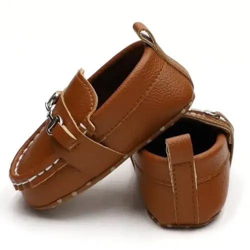 RABEISIR First Walking Shoes for Baby Boys Delightful Solid Color Slip-On Loafers, Lightweight, Non-Slip Flat - 3