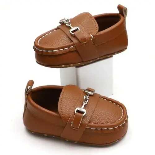 RABEISIR First Walking Shoes for Baby Boys Delightful Solid Color Slip-On Loafers, Lightweight, Non-Slip Flat - 6