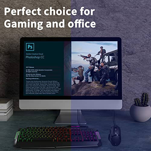 RaceGT Gaming Keyboard, 114 Keys Full Size Wired LED Backlit with Dedicated Multimedia Keys Wrist Rest Mechanical Feeling Keybaord Compatible for Computer PC Laptop Xbox - 3