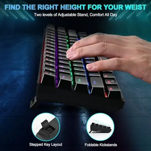 RaceGT Wired Mechanical Gaming Keyboard - 67 Keys Ultra-Compact Mini Keyboard, Wired USB Keyboards, Multi Color RGB Illuminated LED Backlit for PC Gamer Computer Desktop (Black)… - 6