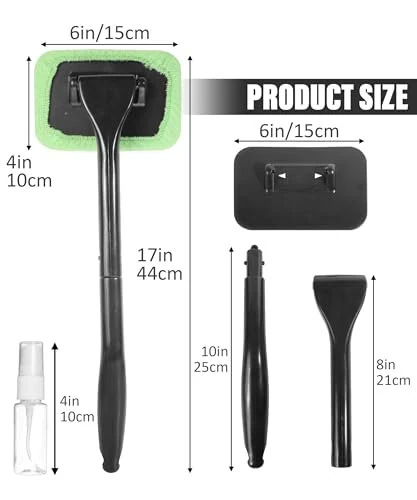 RACOONA Windshield Cleaning Tool,Car Cleaning Window Tool,Car Window Cleaner Tool,Car Accessories Car Window Cleaner with Unbreakable Extendable Handle and Microfiber Cloth for Auto Glass Wiper Car - RACOONA (1)