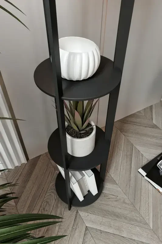 RADIANT ROUND SHELF FLOOR LAMP SAPPHIRE OAK-SERGUZEST - 3