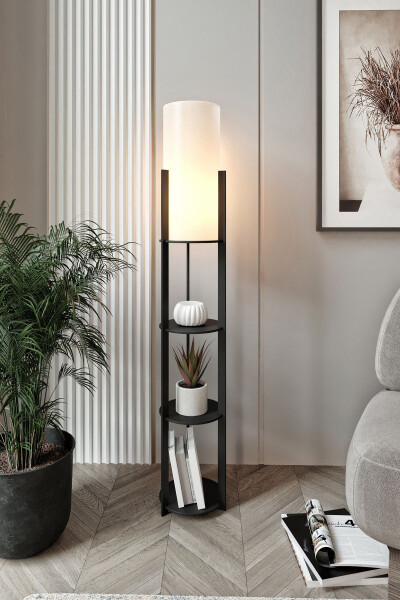 RADIANTE Round Shelf Floor Lamp Black - 1