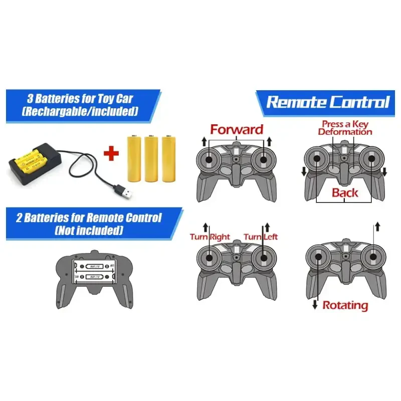 Радиоуправляемые машинки, трансформирующиеся роботы-машинки, радиоуправляемые машинки для детей, подарки для мальчиков 6 7 8 9 10 11 лет - 8