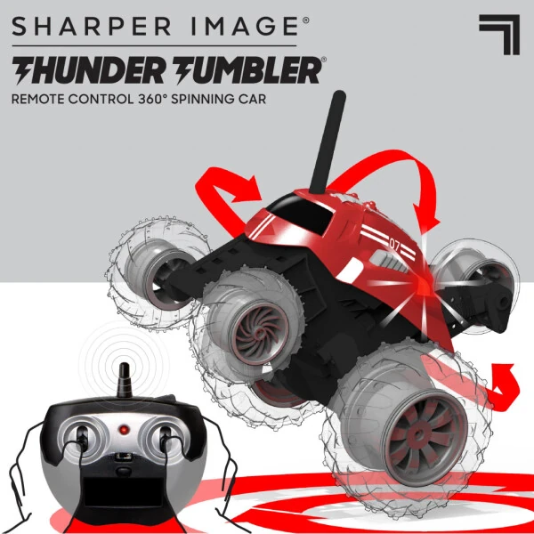 Радиоуправляемый автомобиль Sharper Image® Thunder Tumbler со светодиодной подсветкой и вращением на 360°, от 6 лет, красный - 4