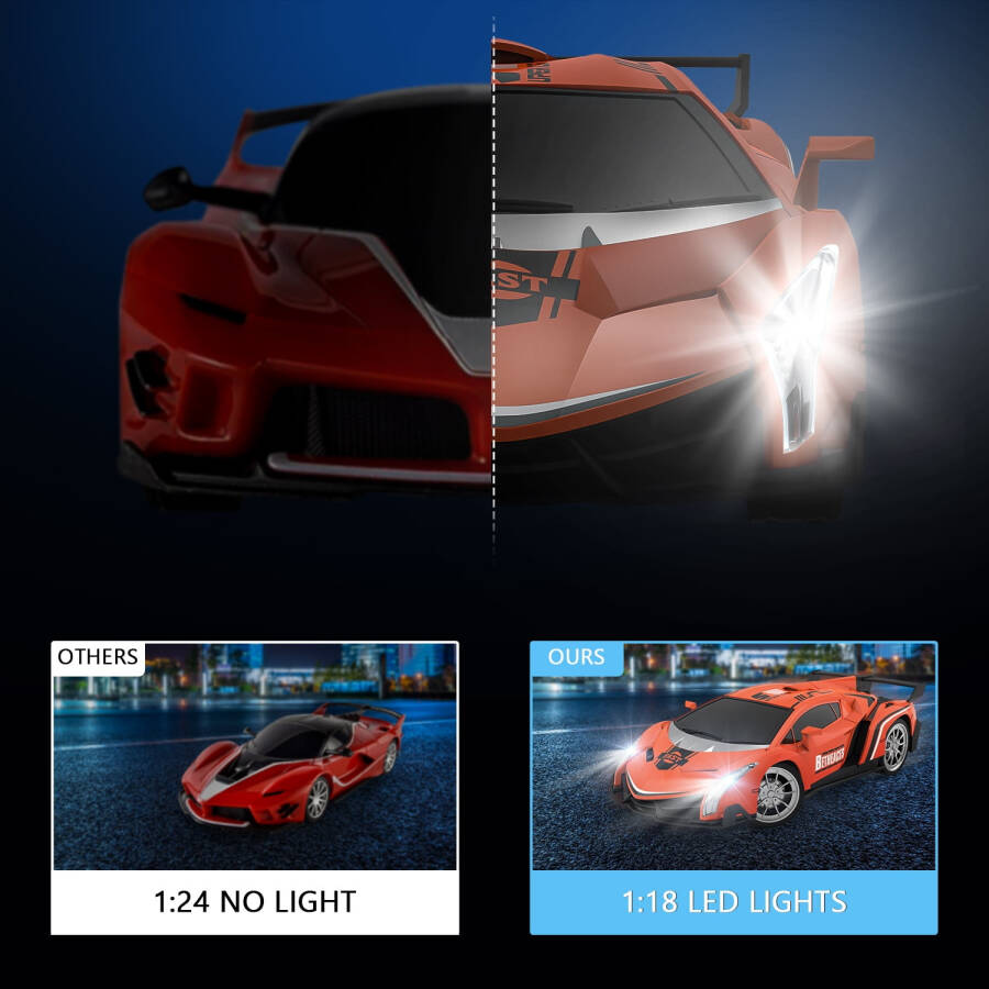 Радиоуправляемый Lamborghini Growsly 1/18, спортивная гоночная модель RC для детей 4-12 лет, оранжевый цвет, с перезаряжаемыми батареями. - 2