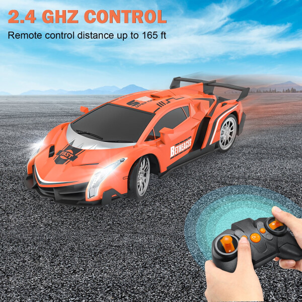 Радиоуправляемый Lamborghini Growsly 1/18, спортивная гоночная модель RC для детей 4-12 лет, оранжевый цвет, с перезаряжаемыми батареями. - 4