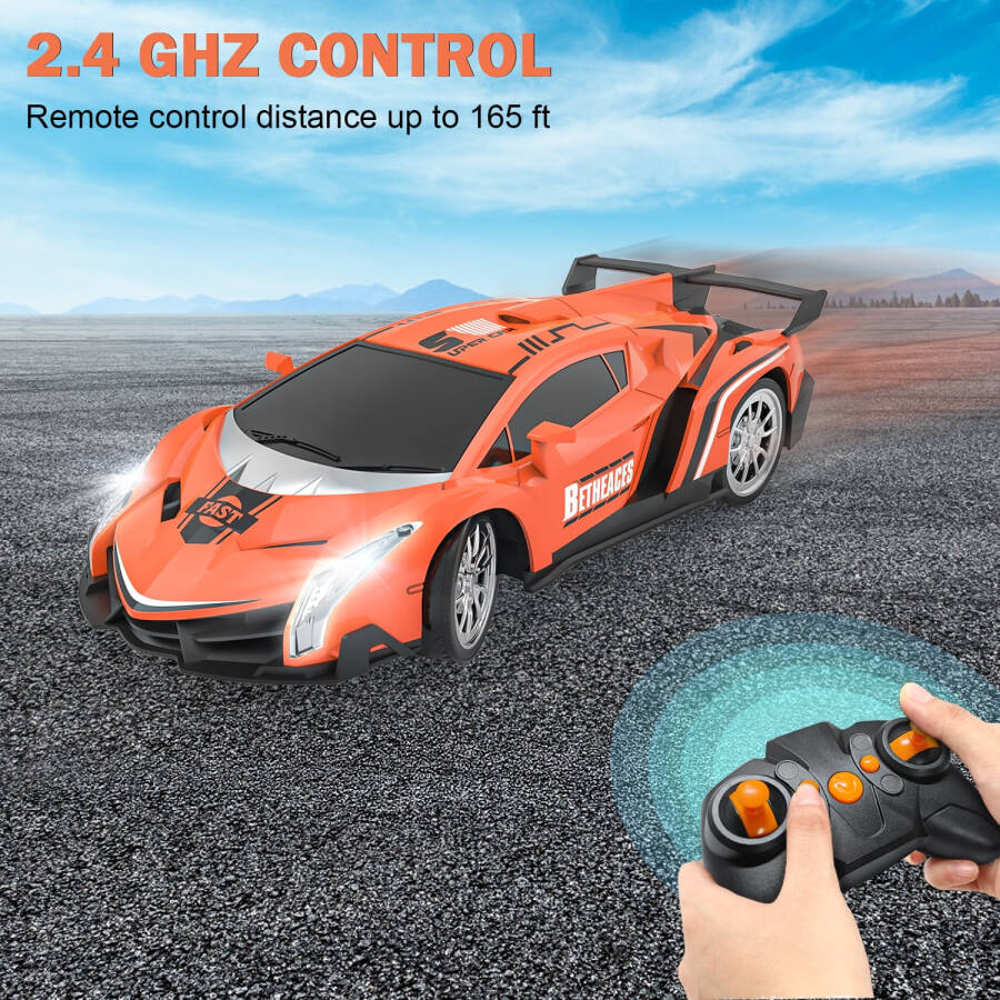 Радиоуправляемый Lamborghini Growsly 1/18, спортивная гоночная модель RC для детей 4-12 лет, оранжевый цвет, с перезаряжаемыми батареями. - 4