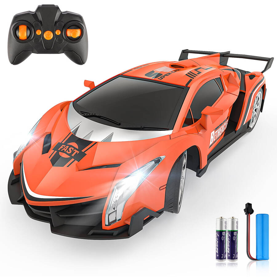 Радиоуправляемый Lamborghini Growsly 1/18, спортивная гоночная модель RC для детей 4-12 лет, оранжевый цвет, с перезаряжаемыми батареями. - 7