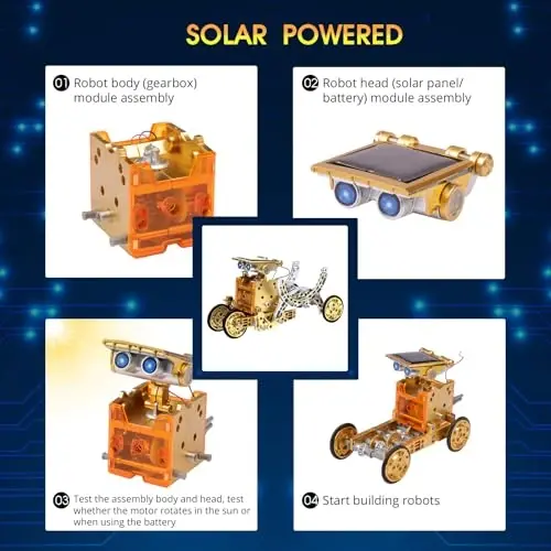 RAESOOT STEM O'yinchoqlar 8-13 yoshdagi bolalar uchun, 12-in-1 Solar Robot Building Science to'plamlari o'g'il bolalar qizlar o'smirlar 9 10 11 12 yosh, 8+ yoshli o'g'il bolalar uchun Rojdestvo tug'ilgan kun sovg'alari - 6