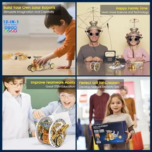 RAESOOT STEM Toys for Kids Age 8-13, 12-in-1 Solar Robot Building Science Kits for Boys Girls Teen Age 9 10 11 12, Engineering Christmas Birthday Gifts for 8+ Year Old Boys - 4