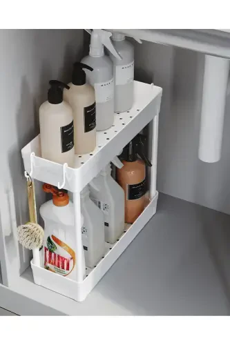 Rafata Multi-Purpose 2 Tier Under Sink Organizer Hanging Bathroom Organizer Cabinet Shelf - 1