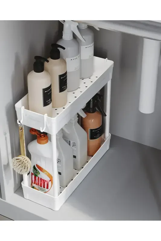 Rafata Multi-Purpose 2 Tier Under Sink Organizer Hanging Bathroom Organizer Cabinet Shelf - 1